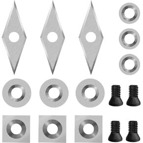 12PCS Carbide Lathe Tools Carbide Inserts for Wood Lathe Turning Tool,Include 11mm Square with Radius,12mm and 8.9mm Round,30x10mm Diamond with Sharp Point with Screws in Kuwait
