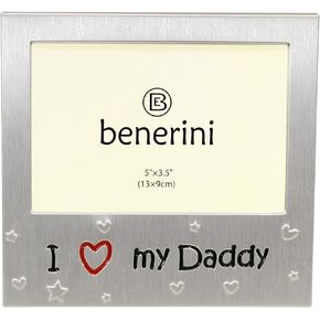 benerini ' I Love My Daddy ' - Photo Picture Frame Gift - 5 x 3.5 - Aluminium Silver Colour Gift for Him