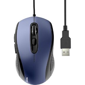 TECKNET USB Wired Mouse, 3600DPI Corded Computer Mouse with 4 Adjustable Levels, 6-Button 5FT Cord Ergonomic Mice, Home and Office Mouse for Laptop PC Desktop Notebook - Blue