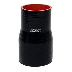 HPS HTSRNBLK-125 2-3/8" - 3" ID, 4" Length, Silicone Reducer Coupler Hose, High Temp 4-Ply Reinforced, Silicone, Black