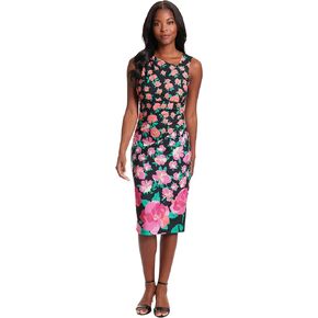 London Times Sleeveless, Asymmetric Neck, Pleated Midi Wedding Guest Dresses for Women