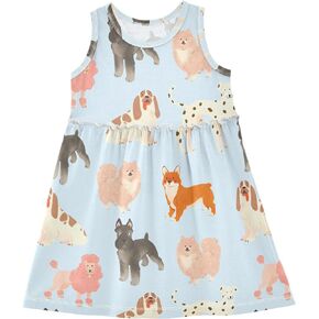 Girls Sleeveless Dress Casual Tank Play Dress Summer Sundress for Toddler Little Girl 2-8T