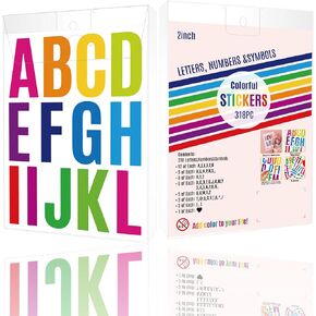 318 Pieces Gold Letter Stickers 24 Sheets Large Letter Stickers 2 Inch Self Adhesive Number Alphabet Stickers Waterproof for Bulletin Board Letters Kit Mailbox Numbers Labels DIY Crafts Art Making