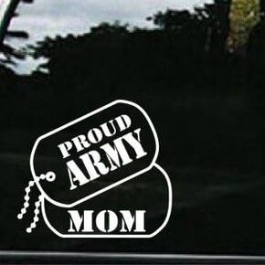 Army Proud Mom Dog Tags Vinyl Decal Stickers - Sticker Graphic - Auto, Wall, Laptop, Cell, Truck Sticker for Windows, Cars, Trucks