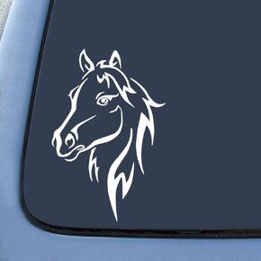 Bargain Max Decals Horse Head Outline Sticker Decal Notebook Car Laptop 5.5" (White)