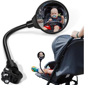 Stroller Mirror, Engage with Your Baby Using a Stroller Rear View Mirror, See the Baby's Face, Universal Stroller Attachment for Parents Walking, Jogging, and Baby Shower Gifts