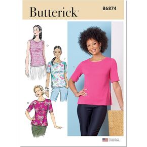 Butterick Misses' Knit Top Sewing Pattern Kit, Design Code B6874, Sizes 8-10-12-14-16