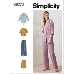 Simplicity Misses' V-Neck Button-Up Tops and Pull-On Pants or Shorts Packet, Code 9279 Sewing Pattern, Sizes 6-14, White