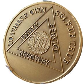 RecoveryChip 8 Year AA Medallion Large 1.5" Heavy Premium Bronze Sobriety Medallion