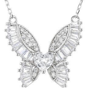 Butterfly Cubic Zirconia Necklace in Sterling Silver for Women