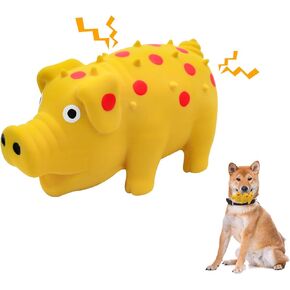 WishLotus Natural Latex Dog Squeaky Toy, Pig-Shaped Dog Chew Toys for Teeth Cleaning, Mini Puppy Chew Toy for Small Dogs to Relieve Stress and Reduce Boredom (1pc)