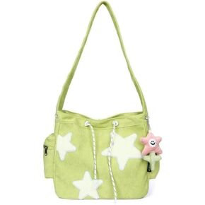 Women Star Pattern Corduroy Crossbody Bag Casual Tote Lady Simple Large Capacity Shoulder Bag Handbag