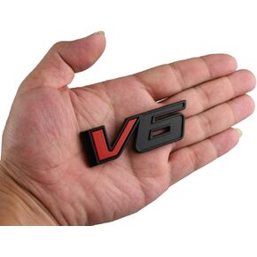 1pcs V6 Emblem 3D Badge Truck Nameplate icker Decal Replacement for 17-21 Canyon lorado (BlackRed)