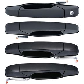 DEAL AUTO ELECTRIC PARTS 4pcs Left+Right Front+Rear Side Black Exterior Door Handles Compatible With 07-13 Avalanche/Silverado/Sierra New Body Crew Cab 07-14 Suburban/Tahoe/Yukon/XL/Escalade/ESV/EXT