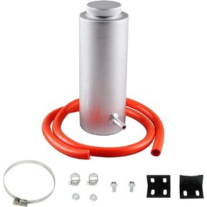 BLACKHORSE-RACING Universal 800 مل مبرد السيارة، خزان الزيت الفائض، خزان التبريد، خزان الفائض، مبددات الحرارة من الألومنيوم الخام، فضي