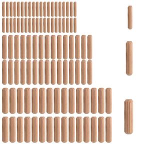 100 Pcs Wooden Dowel Pins, 6mm, 8mm, 10mm , for Easy Insertion Furniture Door Art Crafts Projects, DIY, Carpentry (Straight Grooved, Metric)