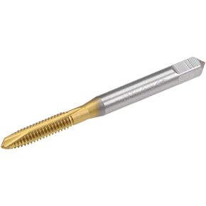 uxcell Spiral Point Plug Threading Tap UNC 8-32 Thread, Ground Threads H2 3 Flutes, High Speed Steel HSS 6542, Titanium Coated, Round Shank with Square End
