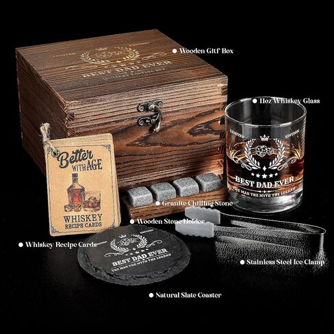 21st Birthday Gifts for Men - Vintage 2003 Whiskey Glass Set, 21 Years Old Anniversary Ideas for Him, Dad, Husband, Include Wood Box, Recipe, Stones, Coaster, Stone Holder, Clamp in Saudi Arabia