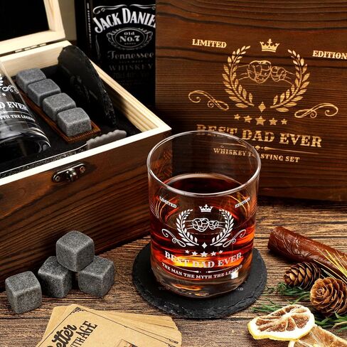 21st Birthday Gifts for Men - Vintage 2003 Whiskey Glass Set, 21 Years Old Anniversary Ideas for Him, Dad, Husband, Include Wood Box, Recipe, Stones, Coaster, Stone Holder, Clamp in Saudi Arabia