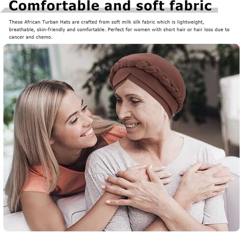 DRESHOW Turban Pre-Tied Twisted Braid Hair Cover Wrap Hat African Beanie Headwraps for Black Women Chemo Cancer Cap in Saudi Arabia