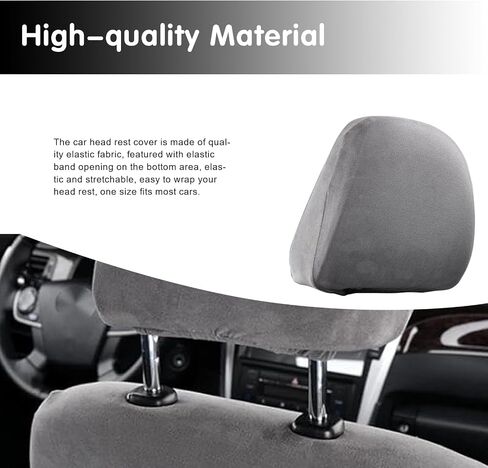 Pack-2 Car Seat Headrest Cover, Elastic Fabric Dust-roof Covers, Headrest Protective Covers, Headrest Cover Replacements, Auto Decoration, Universal for Most Cars, Trucks, SUVs (Black) in Saudi Arabia