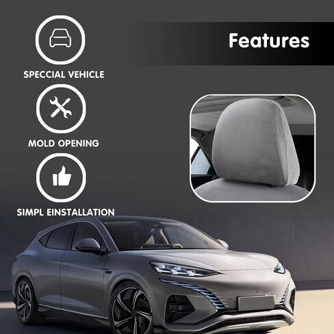 Pack-2 Car Seat Headrest Cover, Elastic Fabric Dust-roof Covers, Headrest Protective Covers, Headrest Cover Replacements, Auto Decoration, Universal for Most Cars, Trucks, SUVs (Black) in Saudi Arabia