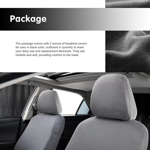 Pack-2 Car Seat Headrest Cover, Elastic Fabric Dust-roof Covers, Headrest Protective Covers, Headrest Cover Replacements, Auto Decoration, Universal for Most Cars, Trucks, SUVs (Black) in Saudi Arabia