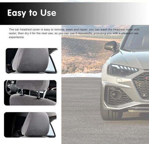 Pack-2 Car Seat Headrest Cover, Elastic Fabric Dust-roof Covers, Headrest Protective Covers, Headrest Cover Replacements, Auto Decoration, Universal for Most Cars, Trucks, SUVs (Black) in Saudi Arabia