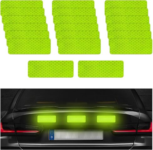 20PCS Warning Reflective Stickers, Night Visibility Safety Reflective Sticker, Waterproof Auto Reflector Tape for Bumper Clothing Trailers Motorcycle Helmet, Car Accessories (Green) in Saudi Arabia