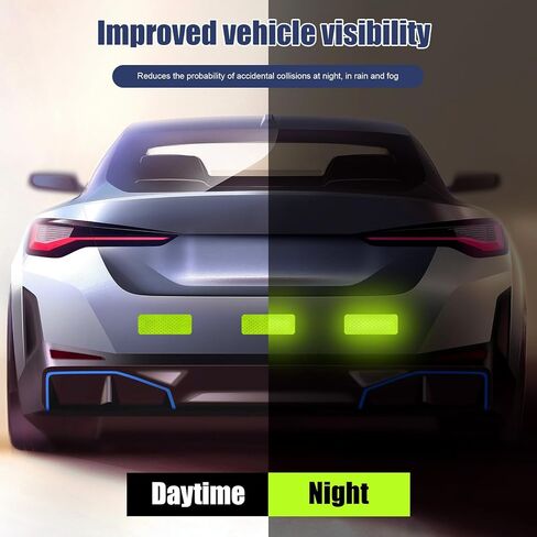 20PCS Warning Reflective Stickers, Night Visibility Safety Reflective Sticker, Waterproof Auto Reflector Tape for Bumper Clothing Trailers Motorcycle Helmet, Car Accessories (Green) in Saudi Arabia