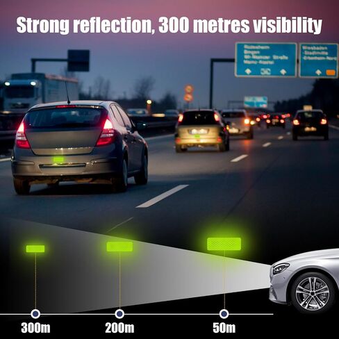 20PCS Warning Reflective Stickers, Night Visibility Safety Reflective Sticker, Waterproof Auto Reflector Tape for Bumper Clothing Trailers Motorcycle Helmet, Car Accessories (Green) in Saudi Arabia