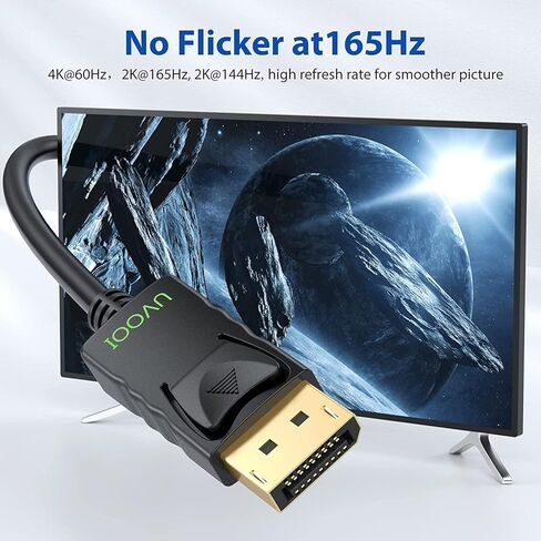 كابل DisplayPort بطول 6 أقدام، سلك 4K DisplayPort DP 1.2 بطول 6 أقدام [4K@60 هرتز، 2K@165 هرتز/144 هرتز] متوافق مع شاشة ألعاب الكمبيوتر المحمول والتلفزيون in Kuwait