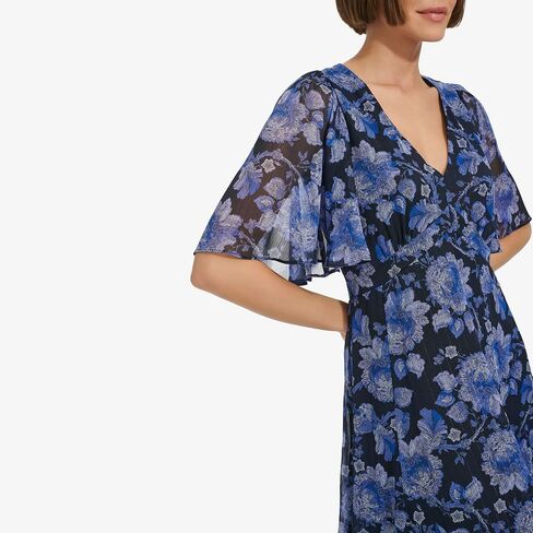 Tommy Hilfiger Women's Elbow Sleeve V-Neck Empire Waist Chiffon Dress in Saudi Arabia