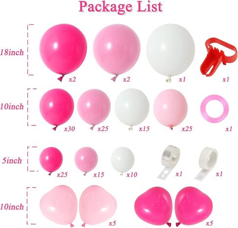 164 قطعة من بالونات RUBFAC باللون الوردي الساخن على شكل قلب للأميرة وحفلات أعياد الميلاد وحفلات الزفاف وحفلات الزفاف وحفلات العزوبية in Kuwait