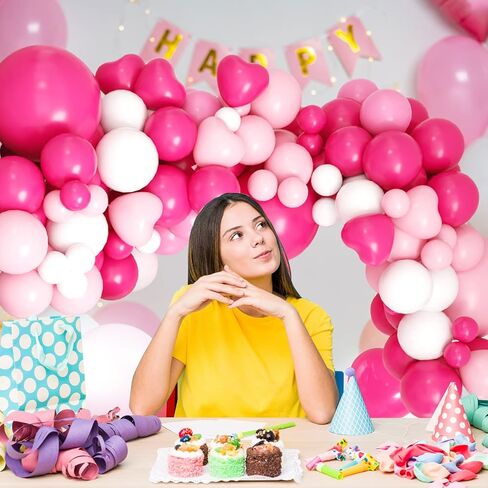 164 قطعة من بالونات RUBFAC باللون الوردي الساخن على شكل قلب للأميرة وحفلات أعياد الميلاد وحفلات الزفاف وحفلات الزفاف وحفلات العزوبية in Kuwait