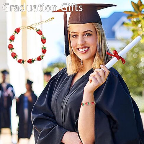 أساور مجوهرات الفراولة للفتيات المراهقات، هدايا التخرج هدايا الصداقة للنساء، هدايا عيد ميلاد لصديقتها المفضلة، إكسسوارات الفراولة تطابق القلادة والأقراط in Kuwait