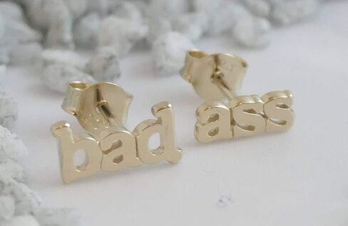 Bad Ass Tiny Dainty Sterling Silver Stud Earrings - Handmade Minimalist Jewelry Gift Ideas for Women and Girls (sterling-silver) in Saudi Arabia