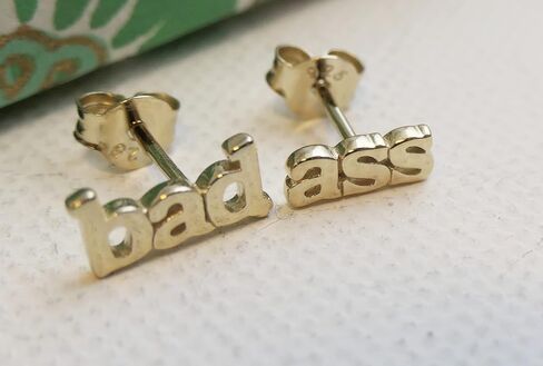 Bad Ass Tiny Dainty Sterling Silver Stud Earrings - Handmade Minimalist Jewelry Gift Ideas for Women and Girls (sterling-silver) in Saudi Arabia
