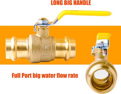 WHK 2 Pack 3/4" Press Propress Ball Valve Pro Press Ball Valve Fittings to Press into 3/4" Copper（Lead-Free,Pro Press Brass Ball Valve 3/4) in Kuwait