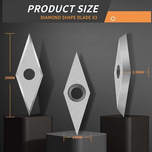 12PCS Carbide Lathe Tools Carbide Inserts for Wood Lathe Turning Tool,Include 11mm Square with Radius,12mm and 8.9mm Round,30x10mm Diamond with Sharp Point with Screws in Kuwait