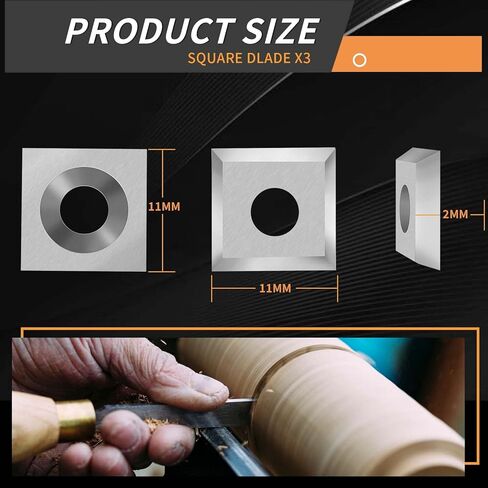 12PCS Carbide Lathe Tools Carbide Inserts for Wood Lathe Turning Tool,Include 11mm Square with Radius,12mm and 8.9mm Round,30x10mm Diamond with Sharp Point with Screws in Kuwait