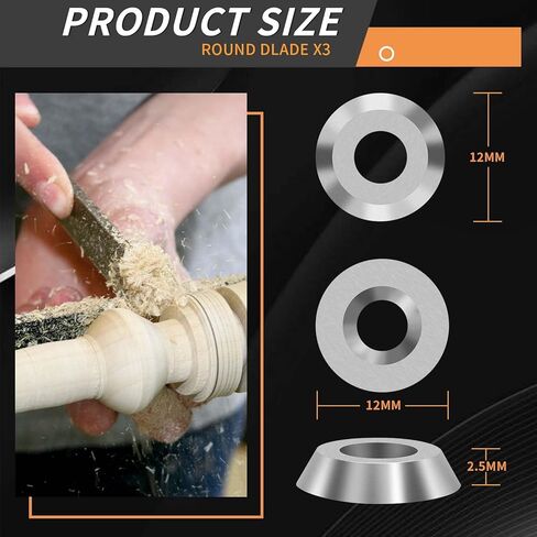 12PCS Carbide Lathe Tools Carbide Inserts for Wood Lathe Turning Tool,Include 11mm Square with Radius,12mm and 8.9mm Round,30x10mm Diamond with Sharp Point with Screws in Kuwait