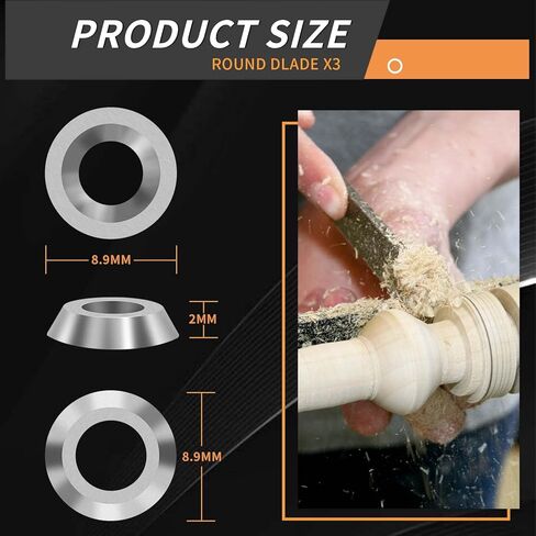 12PCS Carbide Lathe Tools Carbide Inserts for Wood Lathe Turning Tool,Include 11mm Square with Radius,12mm and 8.9mm Round,30x10mm Diamond with Sharp Point with Screws in Kuwait