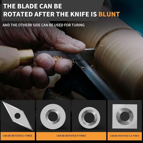 12PCS Carbide Lathe Tools Carbide Inserts for Wood Lathe Turning Tool,Include 11mm Square with Radius,12mm and 8.9mm Round,30x10mm Diamond with Sharp Point with Screws in Kuwait