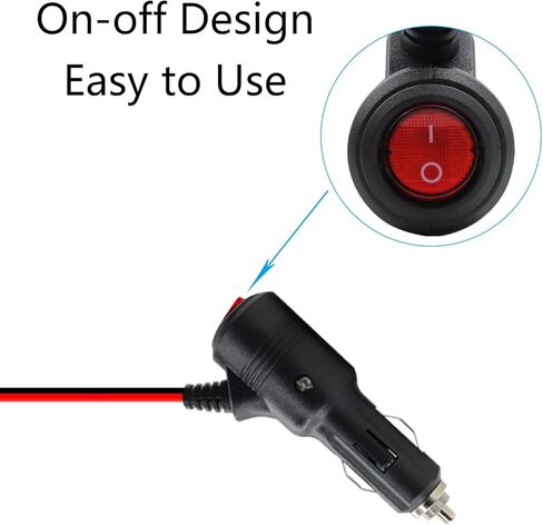 كابل توصيل ذكر ولاعة السجائر من RIIEYOCA مع سلاسل ومفتاح تشغيل/إيقاف، 12 فولت - 24 فولت عالي التحمل 16AWG 15A سلك طاقة لحماية الصمامات لعاكس الطاقة (2 متر/6.5 قدم) in Kuwait