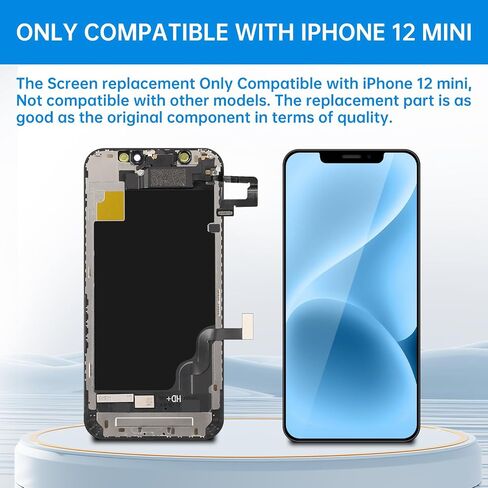 for iPhone 12 Mini Screen Replacement with Earpiece 5.4" LCD Display 3D Touch Digitizer Proximity Sensor Assembly Full Repair Tool Kit Magnetic Pad Waterproof Seal A2176 A2398 A2399 A2400 in Saudi Arabia