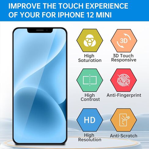 for iPhone 12 Mini Screen Replacement with Earpiece 5.4" LCD Display 3D Touch Digitizer Proximity Sensor Assembly Full Repair Tool Kit Magnetic Pad Waterproof Seal A2176 A2398 A2399 A2400 in Saudi Arabia
