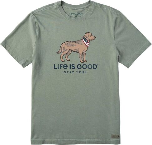 الحياة جيدة. تي شيرت رجالي بأكمام قصيرة من Stay True Dog، مقاس X-Large باللون الأخضر الطحلب in Saudi Arabia