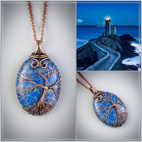 Handmade amazonite pendant necklace - Unique copper jewelry for women and men anniversary present Birthday gift ideas for him and her Spiritual gifts for wife husband mom dad girlfriend grandma sister in Saudi Arabia