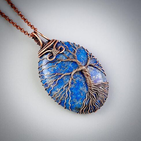 Handmade amazonite pendant necklace - Unique copper jewelry for women and men anniversary present Birthday gift ideas for him and her Spiritual gifts for wife husband mom dad girlfriend grandma sister in Saudi Arabia